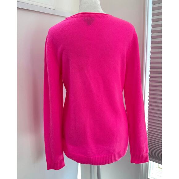Talbots 100% Cashmere Small Hot Pink Crewneck Sweater Women's Long Sleeve Shirt - Picture 5 of 7